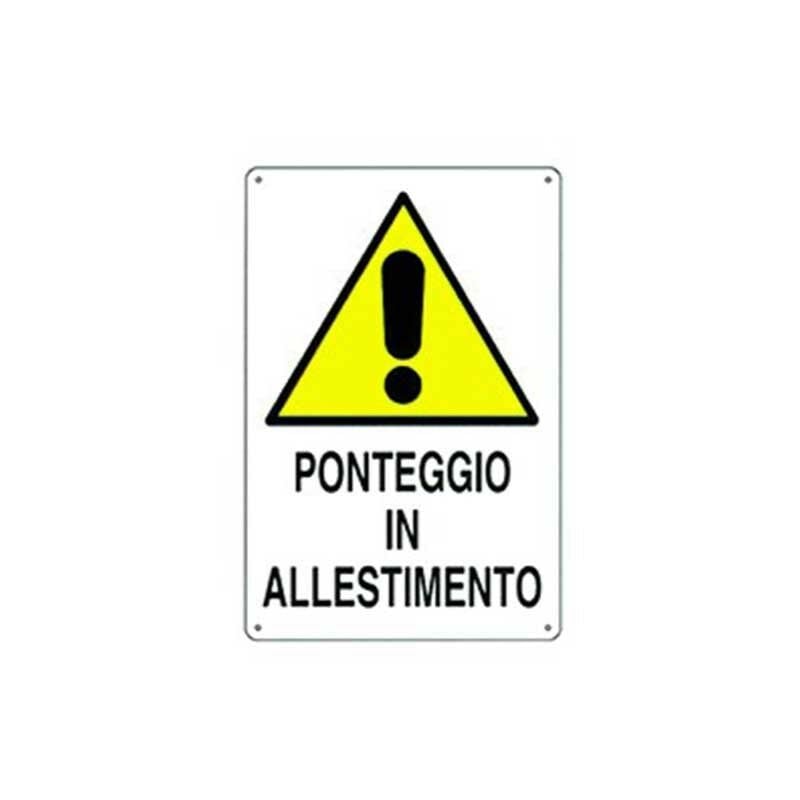 Image of Cartello di pericolo ponteggio in allestimento in polionda cm 50x70