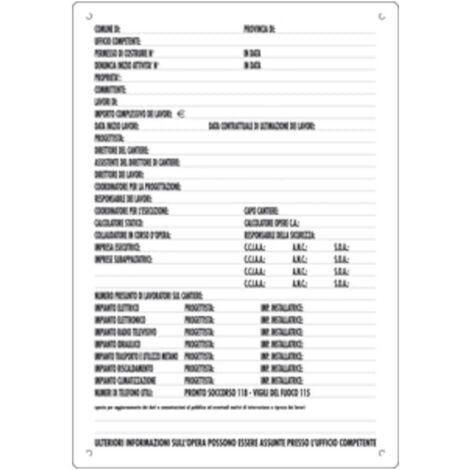 CARTELLO DIREZ.LAVORI MONOCOLORE 60X40. Prezzo per 1 pezzo.
