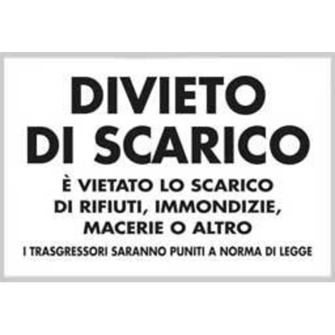 Cartello divieto di scarico 20x30 cm conf. da 10 pz