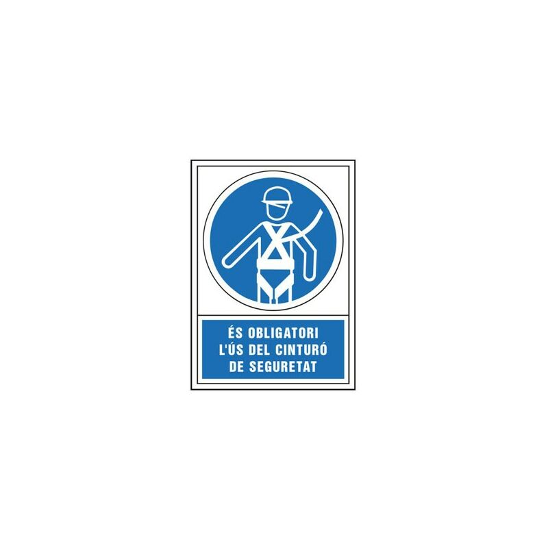 Image of Suministros Jaizkibel - cartello d'obbligo catalano 345X245 mm-obbligatorio l'uso di imbracature di sicurezza - 400134PSC