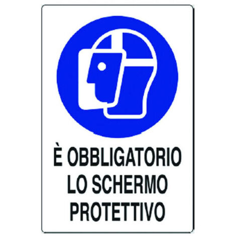Cartello e' obbligatorio lo schermo protettivo - cm.20x30h. in plastica - 10 pz