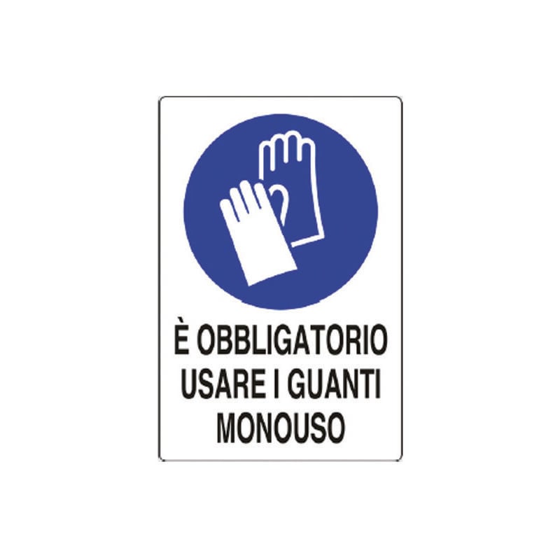Image of Cartello e' obbligatorio usare i guanti monouso - cm.20x30h. in plastica