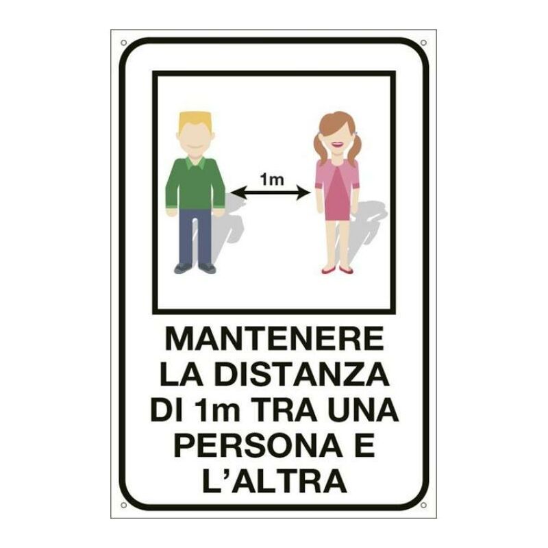Image of Cartello in alluminio cartelli segnalatori distanza tra le persone - covid 35-334