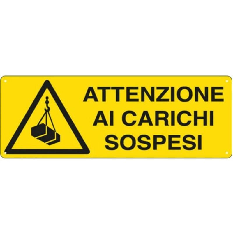 Image of Cartello in alluminio Cartelli Segnalatori testo attenzione ai carici sospesi- ef1751k