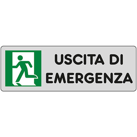 Cartello in Carta Autoadesiva 15x5 cm - USCITA DI EMERGENZA A SINISTRA