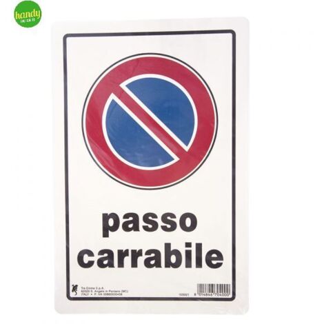 Cartello in plastica "passo carrabile" 30 x 20 cm