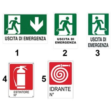 CARTELLO IN PLASTICA SEGNALATORI D'EMERGENZA 4 Estintore N°