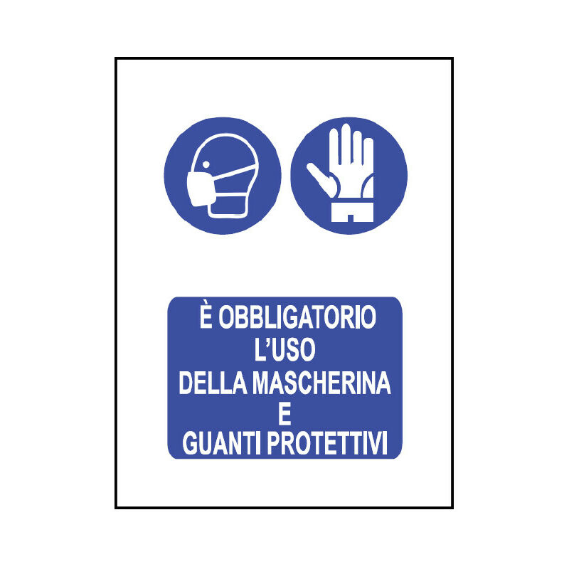 Image of Bigmat - cartello informativo in pvc 20X30 cm - e' obbligatorio l'uso di mascherina e guanti