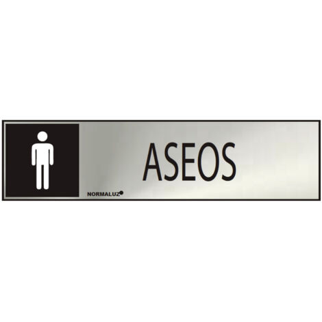 Cartello informativo "Servizi igienici" uomo (adesivo in acciaio inox 0,8 mm) 5x20cm