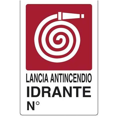 Cartello lancia antincendio idrante n° - cm 20X30