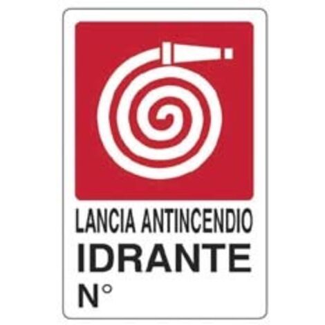 CARTELLO LANCIA ANTINCENDIO IDRANTE n°- - cm.20x30h. - 10 pezzi