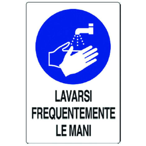 Cartello lavarsi frequentemente le m - cm.20x30h. in plastica - 10 pz