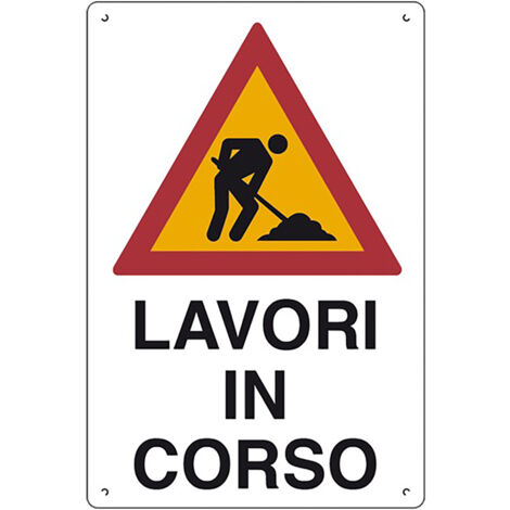 CARTELLO 'LAVORI IN CORSO' cm 40 x 60- 10 pezzi  - EUROSIGNALS