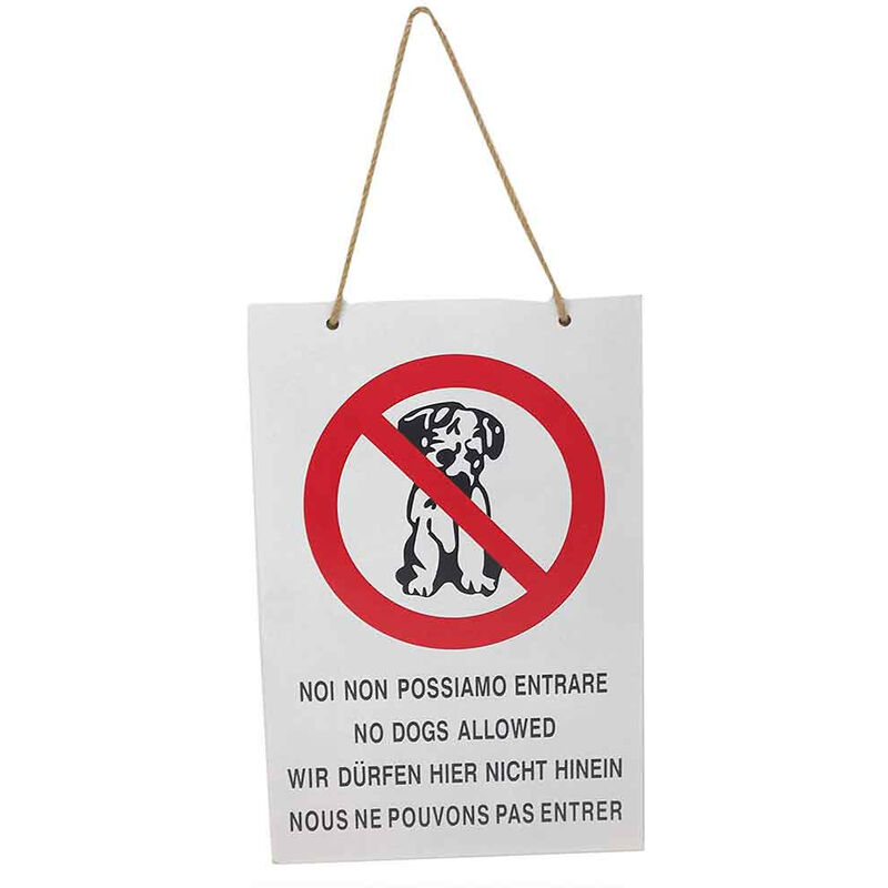 Image of Vetrineinrete - Cartello noi non possiamo entrare divieto d'accesso ai cani targa in legno 20x30 cm con corda da appendere segnaletica interna negozi