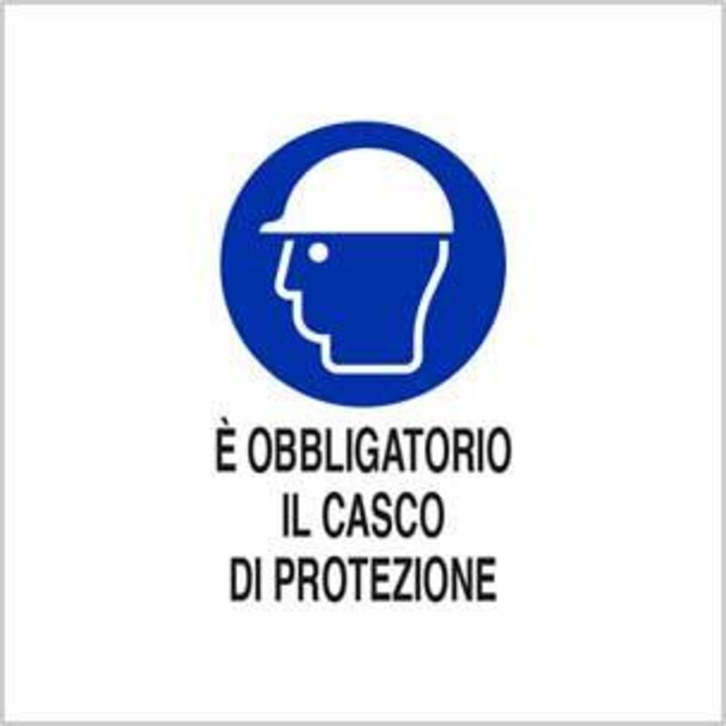 Cartello obbligatorio il casco di protezione 40x60 cm conf. da 10 pz
