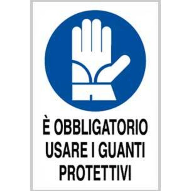 Cartello obbligatorio usare i guanti protettivi 40x60 cm conf. da 10 pz
