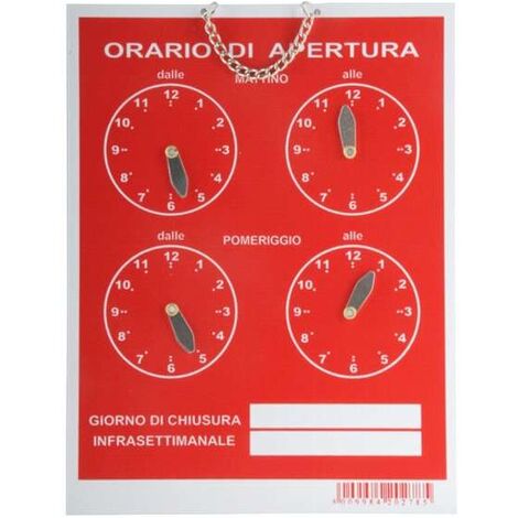 Cartello Orario con 4 Orologi Tempopol Blu cm 16x21