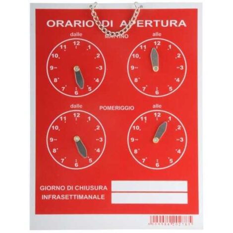 Cartello orario con 4 orologi Tempopol Rosso cm 16x21