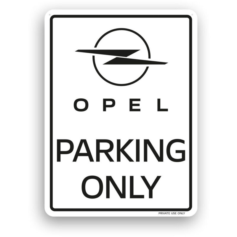 Cartello Parking Only per Opel, Prodotto con Licenza, 28 x 40 cm, Bianco e Nero