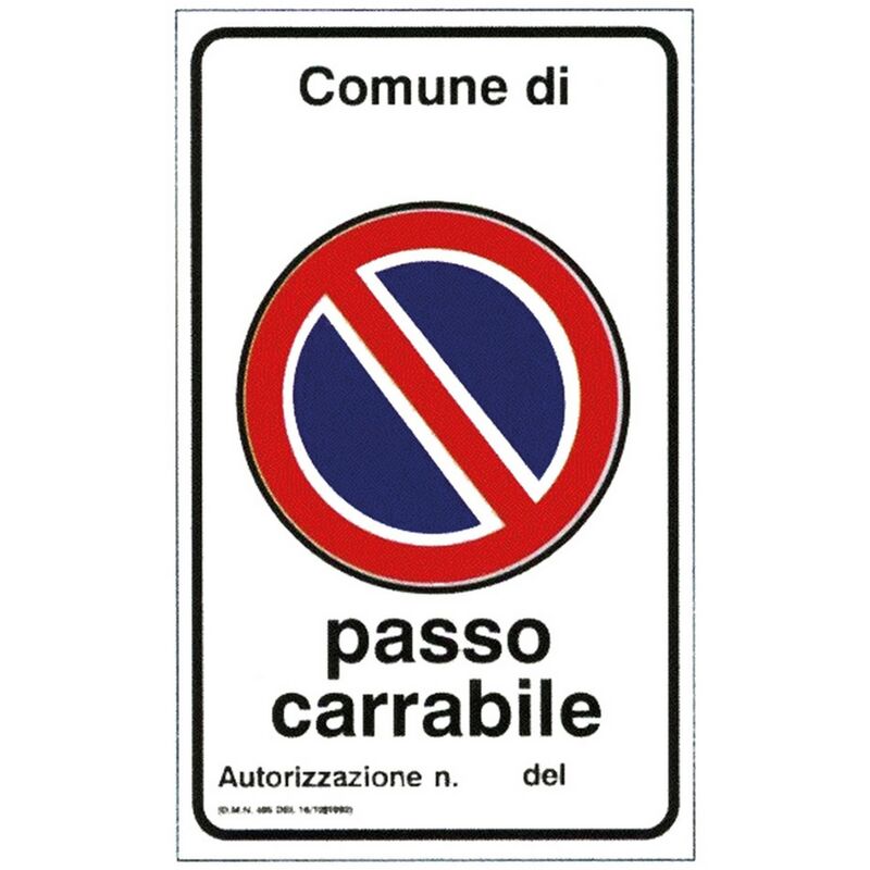 Image of Cartello 'passo carrabile' cm 60 x 40