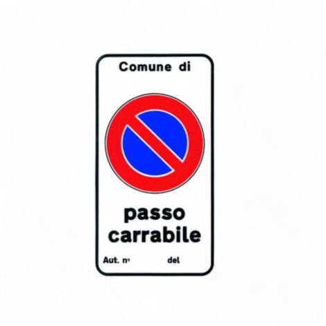 Cartello passo carrabile con autorizzazione numero nero adesivo formato 25x45 cm in polipropilene compatto resistente