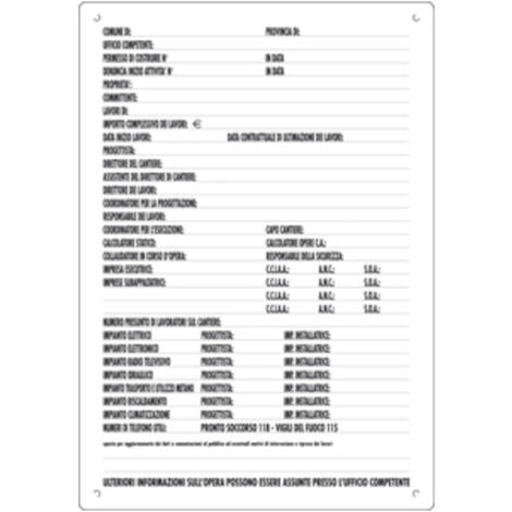 cartello per cantiere edile direzione lavori 40x60 cm cantieri edilizia