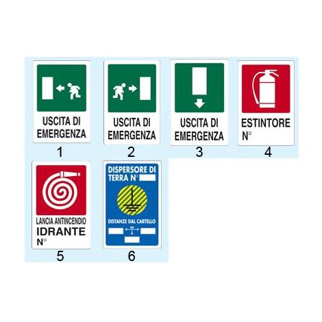 CARTELLO SEGNALATORE D'EMERGENZA IDRANTE PEZZI 5