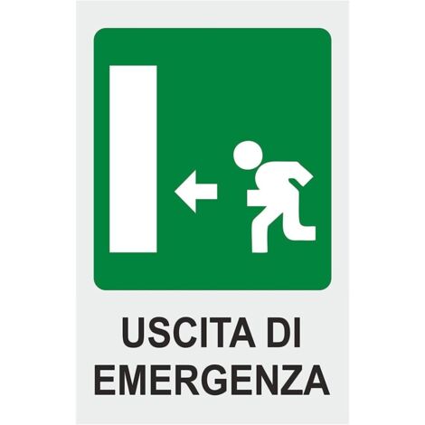 Cartello Segnale Uscita Emergenza Sinistra Adesivo