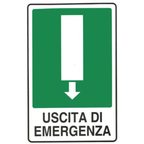 Cartello Segnale Uscita Emergenza Verso Basso Adesivo