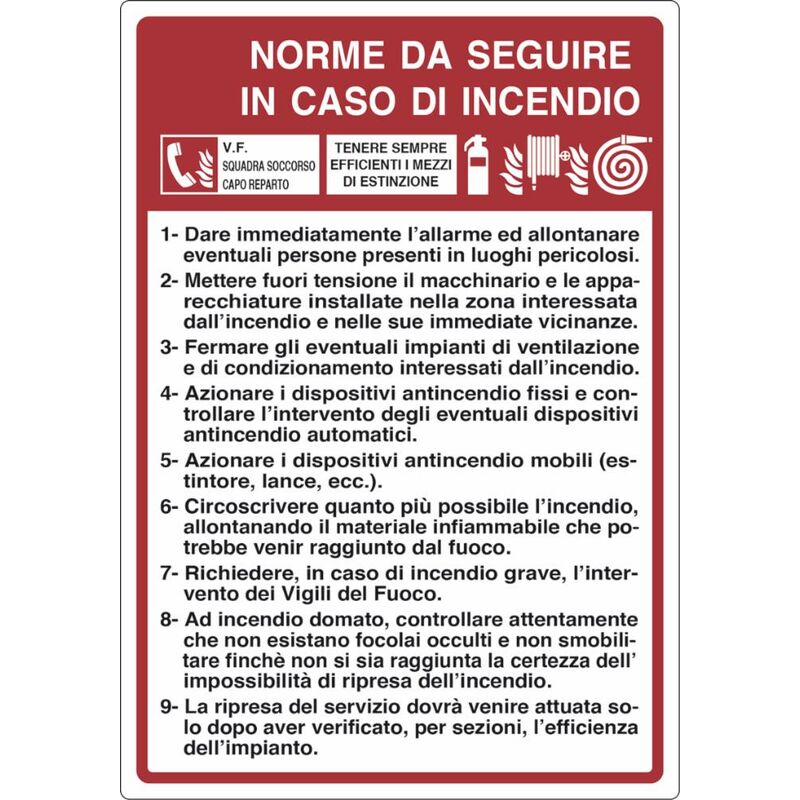 Image of AMA - Cartello segnaletica norme caso incendio 50x35