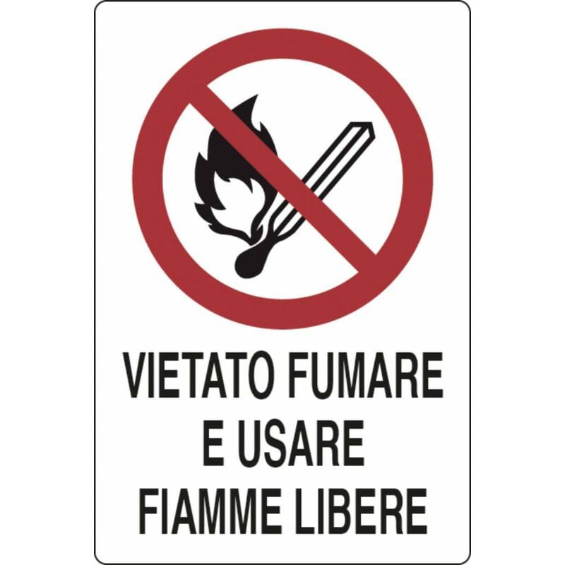 Image of Cartello segnaletica vietato fumare e usare fiamme libere 30x20