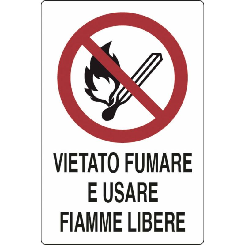 Cartello Segnaletica Vietato Fumare E Usare Fiamme Libere 30X20 | AMA | UK