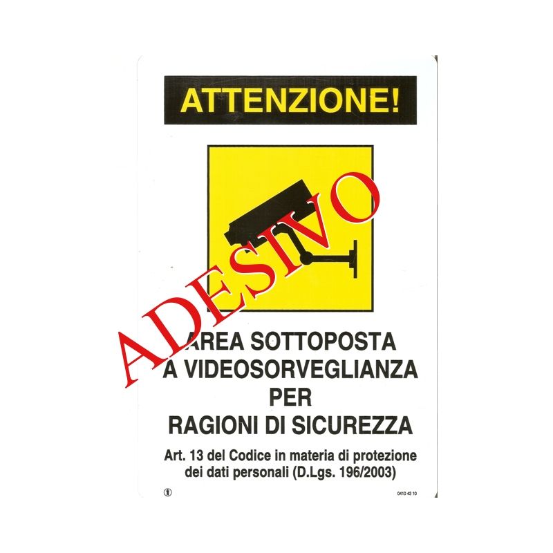 Image of CF - cartello targa adesivo area videosorvegliata cm 18 x 12 telecamera sorveglianza