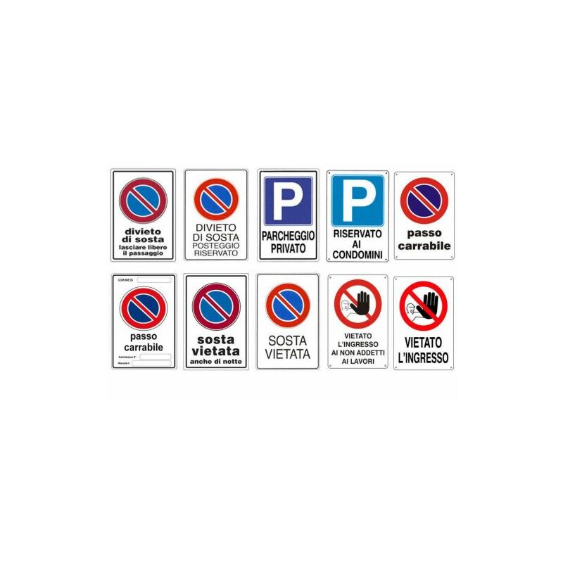 Image of Marca - cartello segnaletico cartelli segnaletici segnale in pvc esterno cm 20X30 10492V sosta vietata 1 (10492)