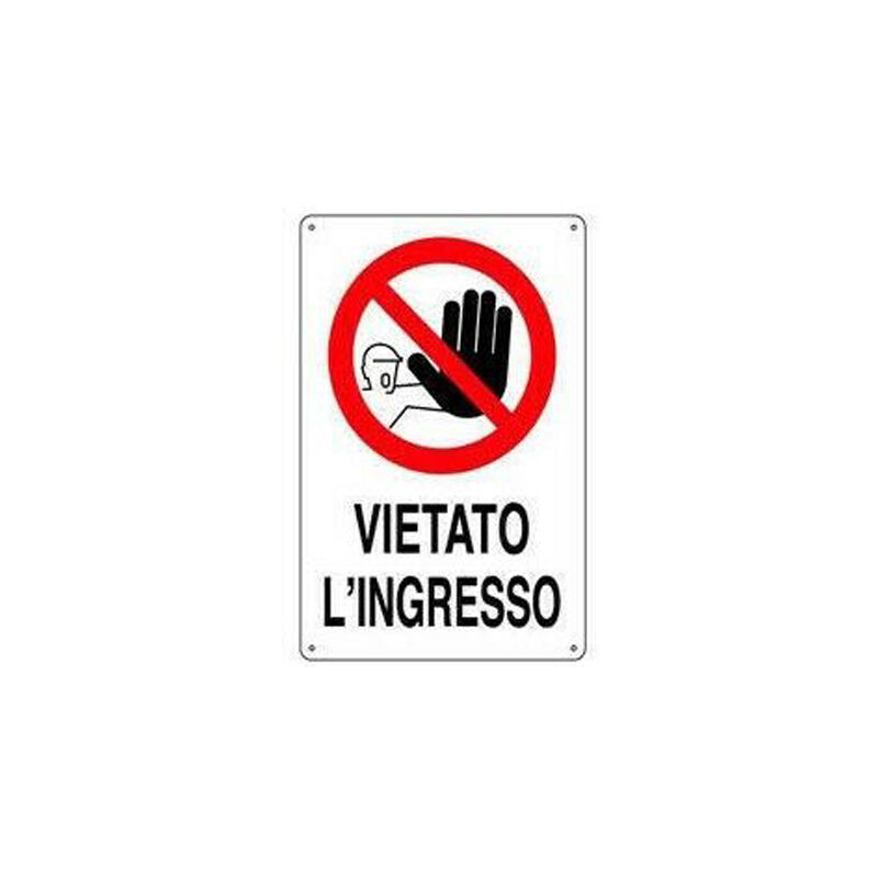 Image of Marca - cartello segnaletico cartelli segnaletici segnale in pvc esterno cm 20X30 10492V vietato l'ingresso 1 (15475)