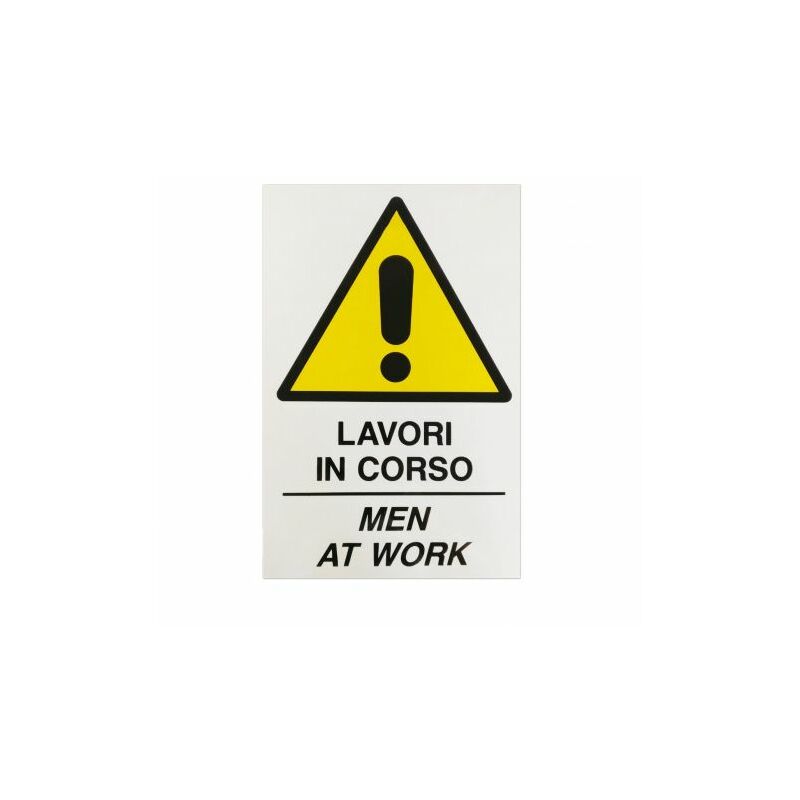 Image of Marca - cartello segnaletico pvc rigido mm 1 lavori in corso 20X30 per cavalletto 31735