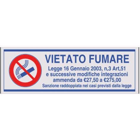 CARTELLO PLASTICA 30X20CM VIETATO FUMARE CON LEGGE