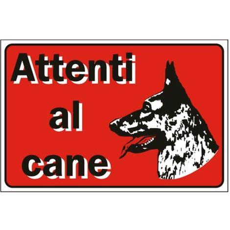 CARTELLO SEGNALETICO IN PLASTICA ATTENTI AL CANE E AL PADRONE MM