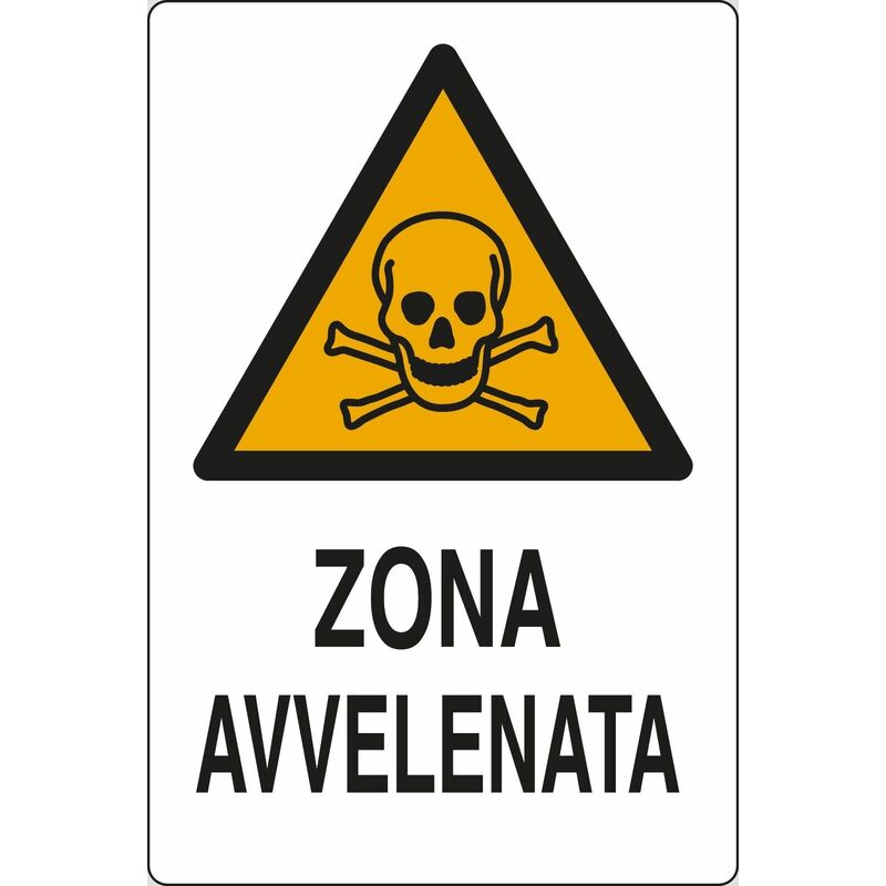 Image of Cartello segnaletico targa tabella pvc plastica zona avvelenata 20x30 cm veleno