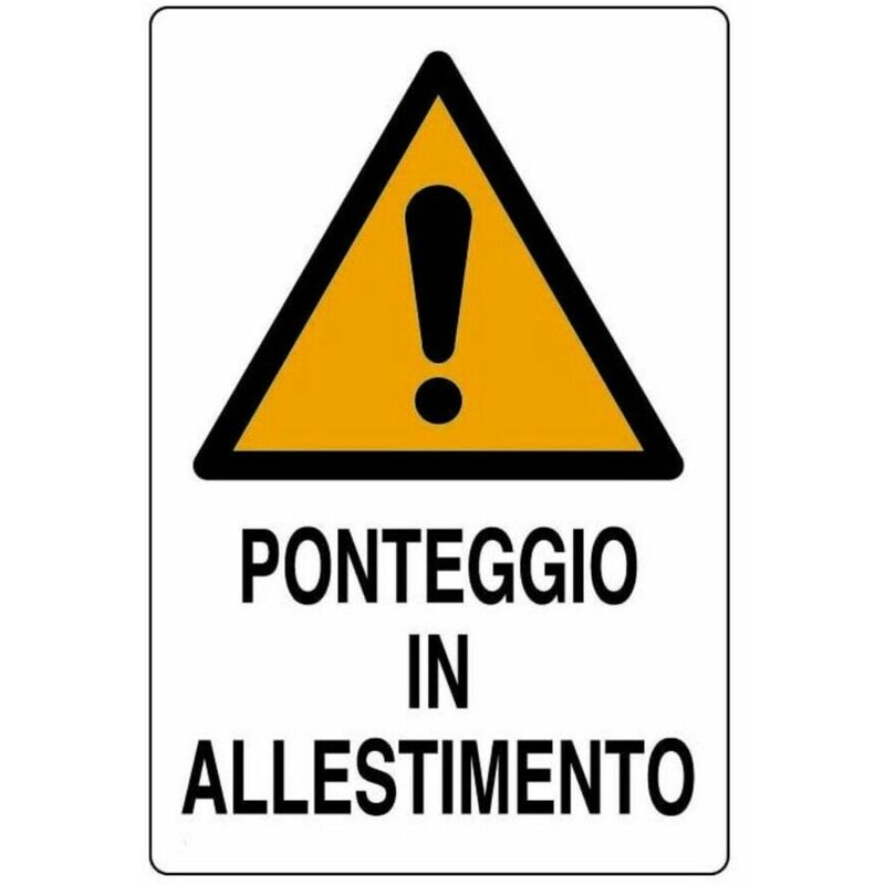 Image of Cartello segnaletico targa tabella pvc ponteggio in allestimento 50x70 cantiere