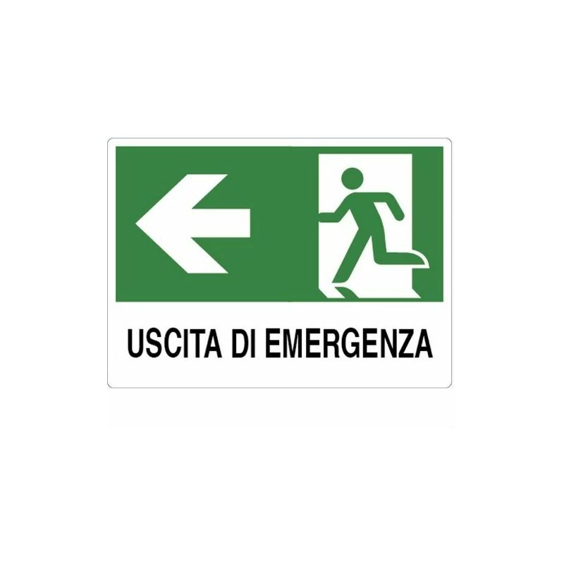 Image of Cartello Segnaletico Cartelli Segnaletici Segnale In Pvc Esterno Cm 20x30 22872v Uscita Emergenza Sx (22874)