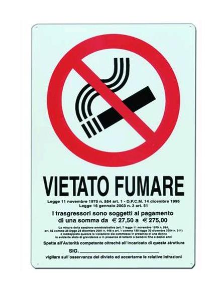 Image of Blinky - Cartello Segnaletico Alluminio Vietato Fumare Norma Mm.300X200