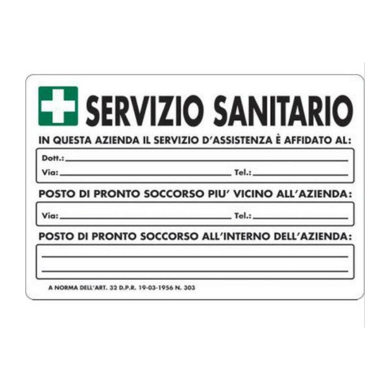 Image of Altre Marche - Cartello servizio sanitario 30x20 cm in alluminio