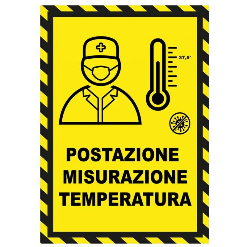 Image of Cartello Sicurezza Anticovid Adesivo A4 Misurazione Temperatura