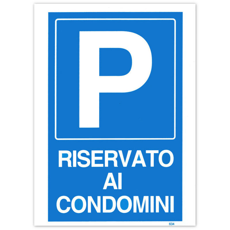 Image of Asiashopping - Cartello targa parcheggio riservato ai condomini segnaletica pvc 20x30 cm