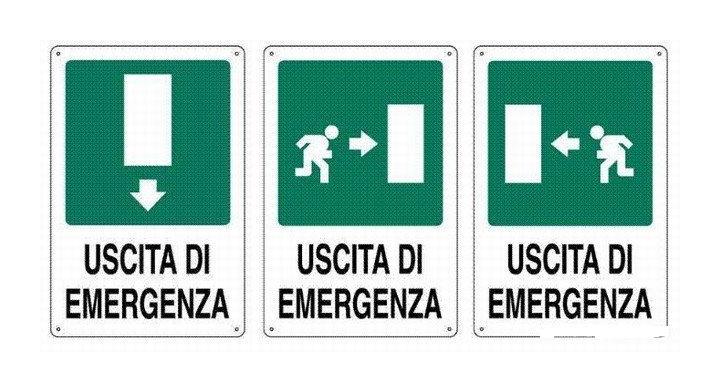 CARTELLO TARGA SEGNALE USCITA DI EMERGENZA DESTRA FRECCIA 20X30 PVC ...