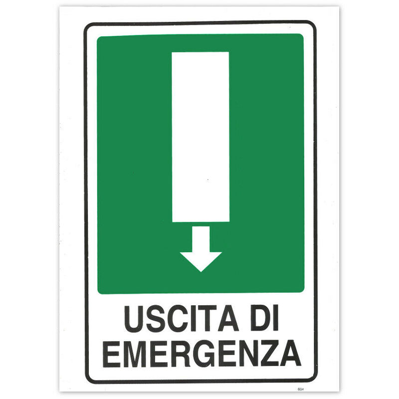 Image of Cartello targa uscita di emergenza in basso sicurezza segnaletica pvc 20x30 cm