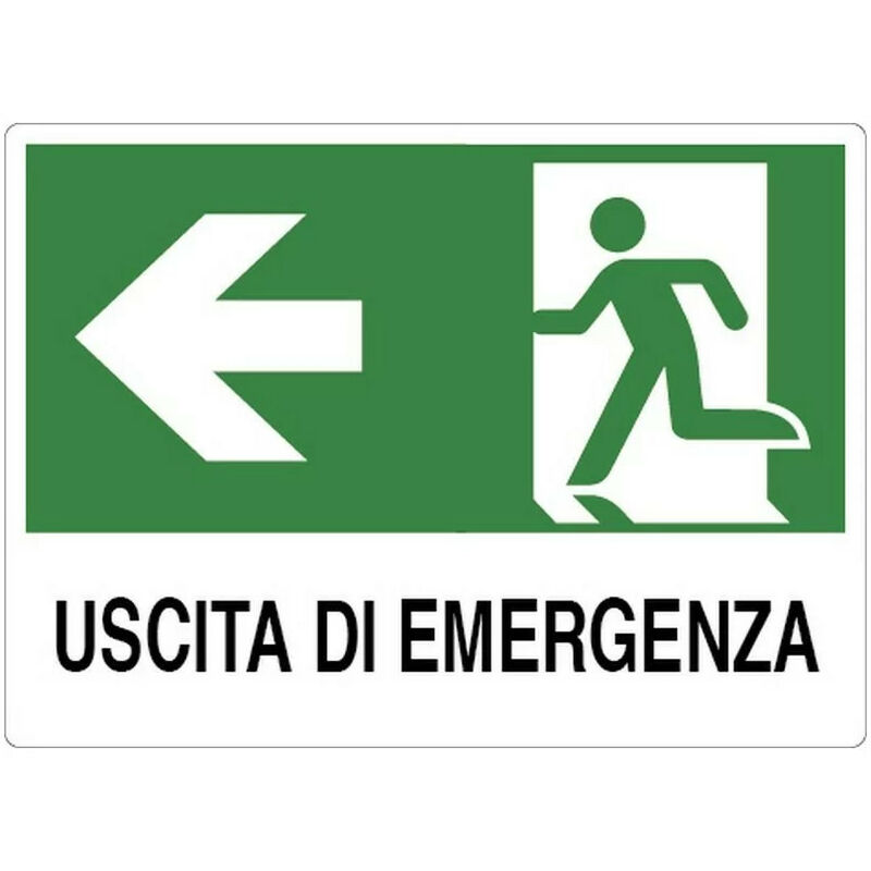 Image of Cartello 'uscita di emergenza a sinistra' in plastica 30X20CM - cartelli di emergenza - E001IT69 D&b Verona