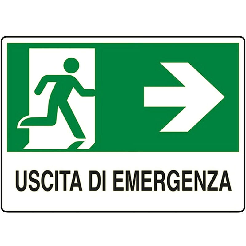 Image of Cartello 'uscita di emergenza a destra' in plastica 30X20CM - cartelli di emergenza - E002IT69 D&b Verona