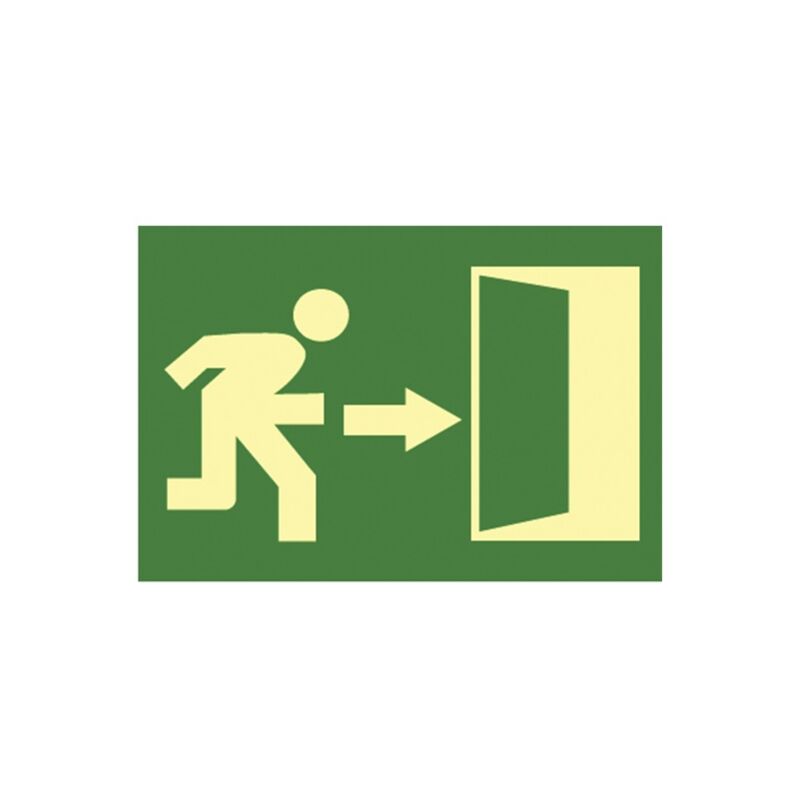 Image of Cartello uscita di emergenza in plastica fluorescente direzione freccia verso destra misura 16x32 cm